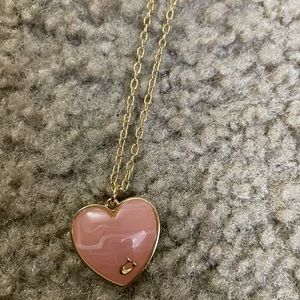 COACH Signature Pink Heart Necklace- 28" Long